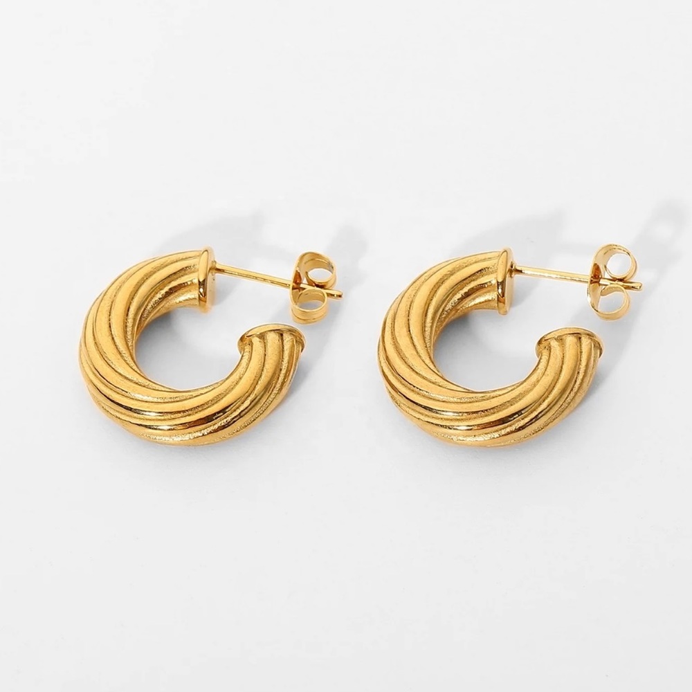 💛18K gold plated multi bar statement stainless steel earrings